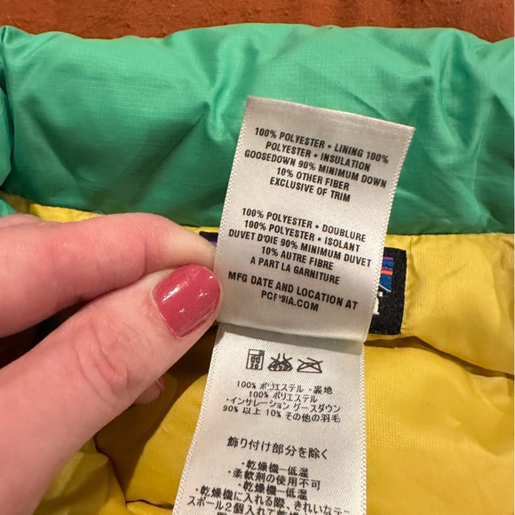 Patagonia Lime Green & Yellow Women’s Puffer Vest 800 Fill Goose Down Sz XS - Picture 5 of 7